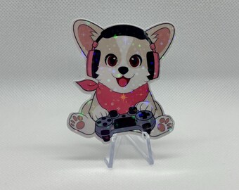 Gaming Corgi Sticker: "I Can't Hear You I'm Gaming" - Gamer Decor