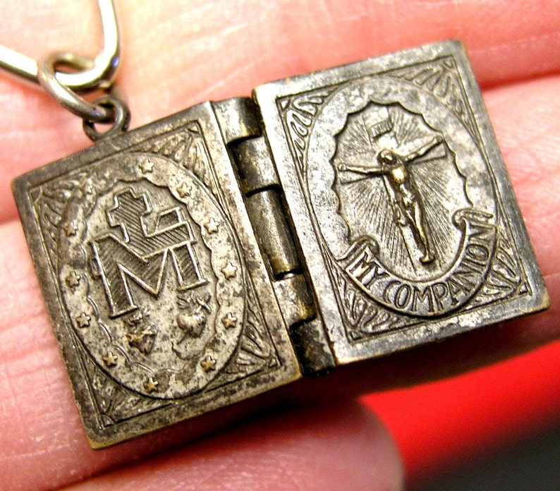 MY COMPANION Antique Religious Saint Medals Mini Book Locket Etsy