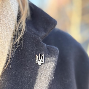 Ukrainische Revers Pin Trident Ukrainische Ukrainische Trident Abzeichen Metall Silber Ukrainische Wappen Trident Trident Ukraine Geschenk Geschenk