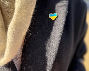 Ukrainian Heart Badge, Handmade Badge, Badge in Ukrainian Flag Colors Handmade Badge Ukraine Seller Easter Gift