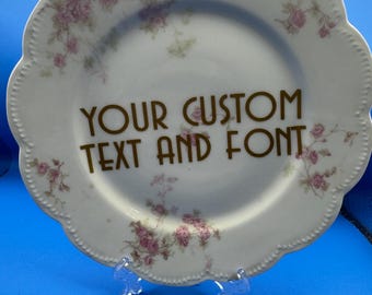 Custom Vintage China Plate: Personalized Text Decorative Piece