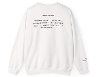 Bluza z nadrukiem "Małżeństwo" z Ewangelii Mateusza 19:6