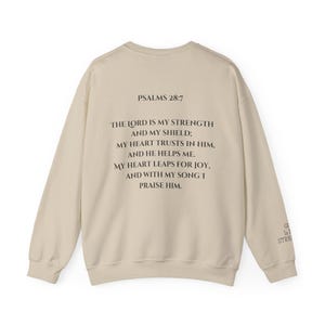Psalms 28:7 Bible Verse Crewneck, Christian Hoodie, Goodness Of God Cross, Faith In God Crewneck, Christian Apparel