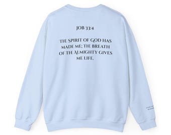 Job 33:4 - Sweat-shirt douillet à col rond | Verset biblique | Trinité Dieu le Père, le Fils Jésus-Christ, le Saint-Esprit