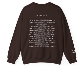 Izajasz 43:1-3 Sweter unisex z okrągłym dekoltem, odzież chrześcijańska