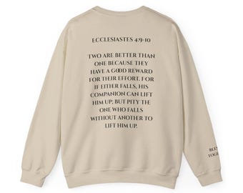 Bluza z nadrukiem Księgi Koheleta 4:9-10 | Chrześcijański okrągły dekolt