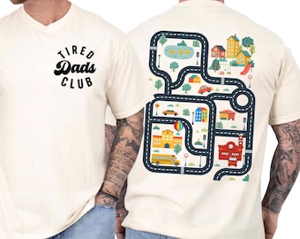 Tired Dads Club Shirt, Father's Day Gift for Dad, Play Cars On Dads Back, Car Race Track Shirt