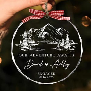 Personalized Engaged Ornament, Custom Engagement Gift, Couple Name Ornament, Wedding Ornament, Engagement Wedding Gift, Our Adventure Awaits
