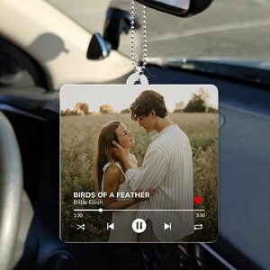 Custom Photo Car Ornament, Music Photo Ornament, Valentines Gift for Boyfriend, Husband, Personalized Couple Photo, Drive Safe Car Ornament