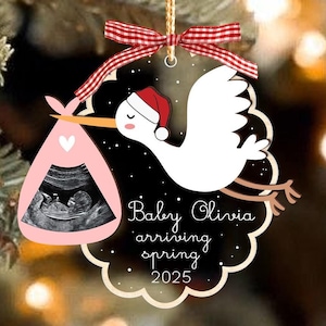 Custom Ultrasound Photo Ornament, Expecting Baby Ornament, Expectant Mom Christmas Gift, New Parents Gift, Pregnancy Announcement Ornament
