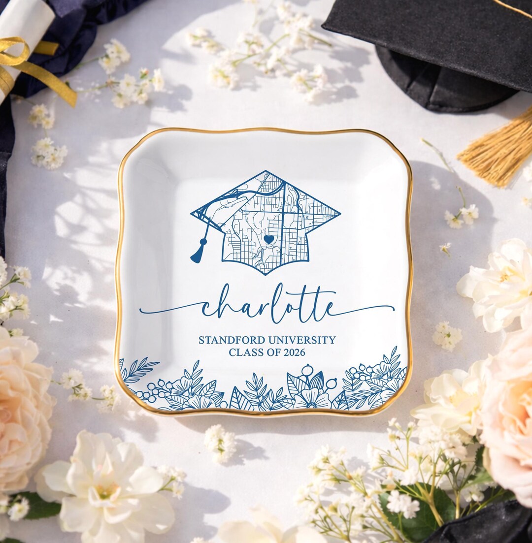 Custom Campus Map Graduation Gift, Graduation Jewelry Dish, Graduation ...