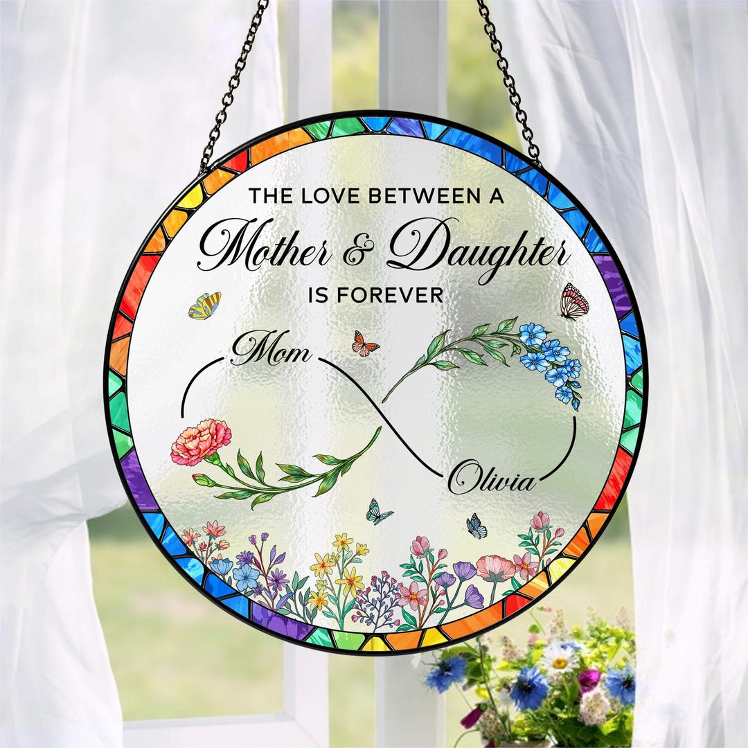 Personalized Mother Daughter Stained Glass, Mothers Day Gift for Mom ...