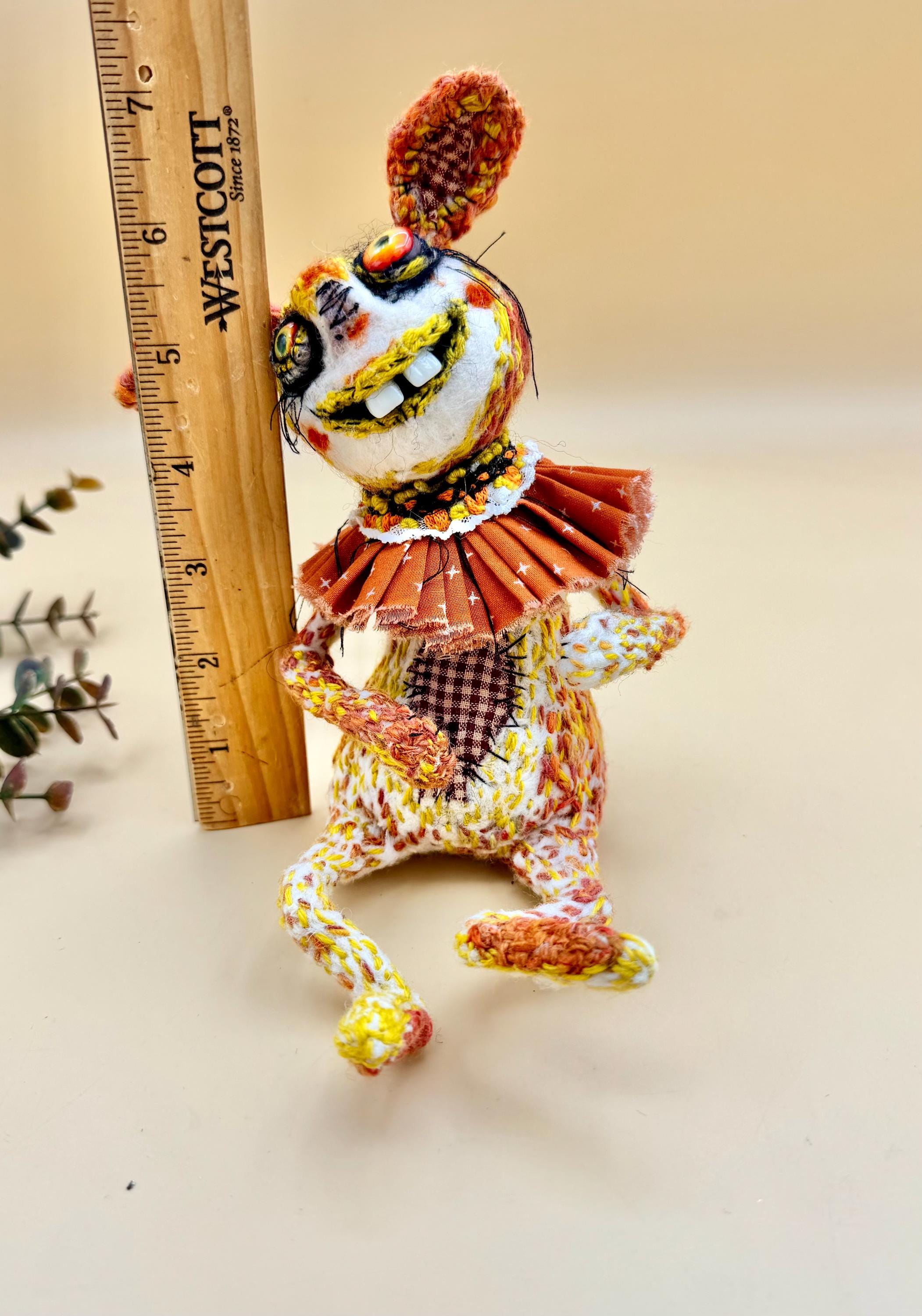 Ugly Bunny Monster Doll, Needle Felted Handmade Rabbit With Fake