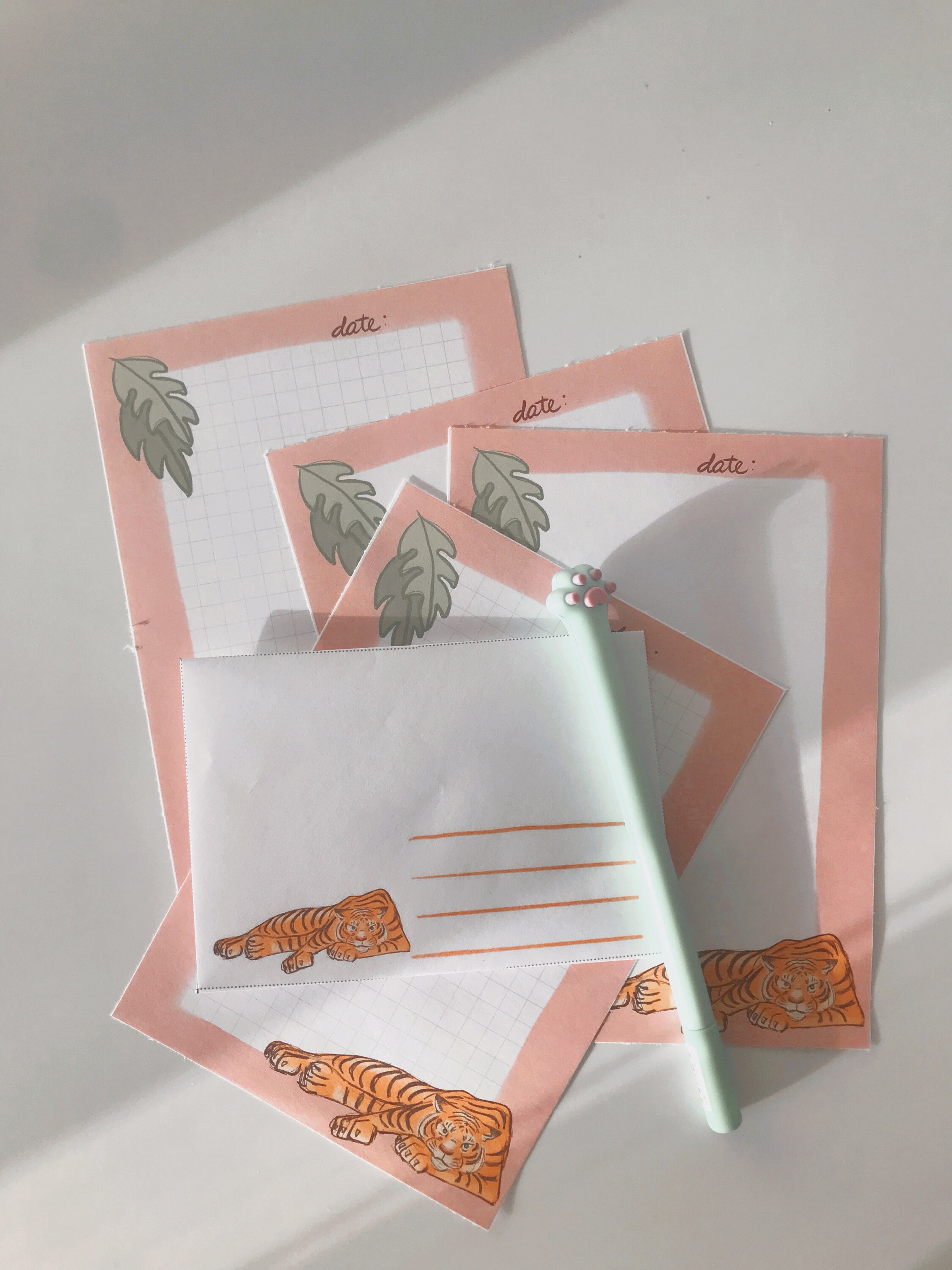 Printable Tiger Stationery Set Tiger Stationery Paper Etsy