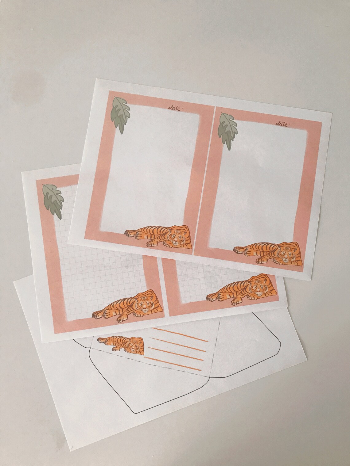 Printable Tiger Stationery Set Tiger Stationery Paper | Etsy