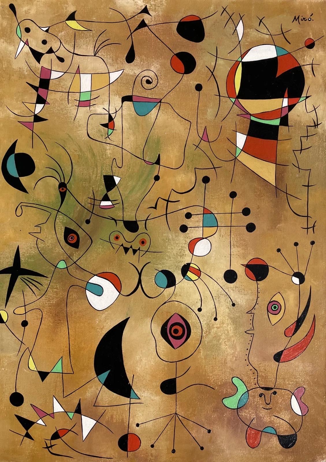 Painting Miro Femme Alt Miro Signed Lithograph