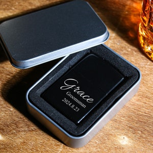 Personalized Lighter Engraved Refillable Gift Set with Box Wedding Gifts for Groom, Groomsman Gifts, Usher Gifts, Men Birthday Gift