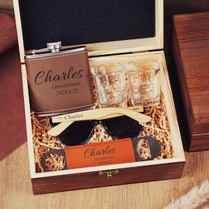 Groomsmen Best man Proposal Gift Set Box , Flask Gift Set , Mens Sunglasses Set , Groomsmen Gift Idea, Best Man Gift , Party Favor Gift
