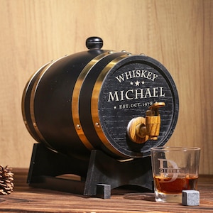 Engraved Whiskey Barrel | Groomsmen Gift Best Man Gifts | Gift for Men Dad Grandpa | Custom Bourbon Barrel | Bar Whiskey cask for dad