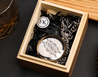 Personalized Pocket Watch Set,Groomsmen Thank You Gifts, Personalized Groomsmen Proposal,Groomsmen Gifts Set,Personalized Groomsmen Gifts