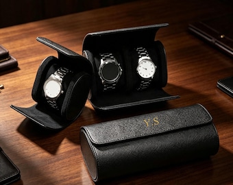 Personalized Leather Watch Box, Engraved Case, Travel Holder