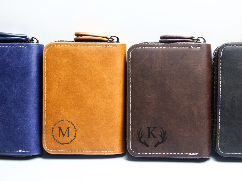 Notepad Wallet Personalized Leather Top Grain Leather Card Holder Bag Wallet and ...