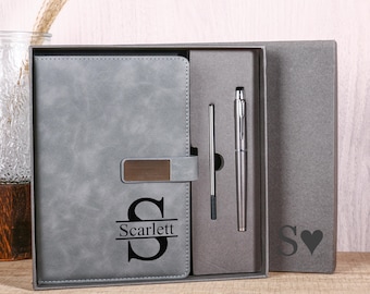 Personalized Initial Notebook Set With Pen, Personalized New Job Gift,Professional Office Gifts,Gift for Men,End Of Year Thank You Gift