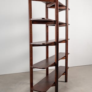 Mid-Century shelf, Solid Wood Bookshelf, Modern Minimalist Shelving Unit, Wood Bookcase, Handmade Japandi Shelf, walnut bookshelf image 11