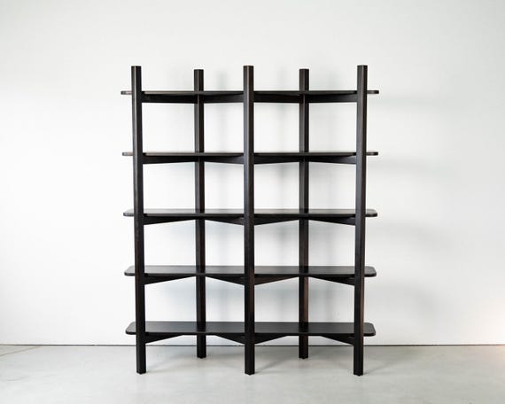 Mid-Century shelf, Solid Wood Bookshelf, Modern Minimalist Shelving Unit, Wood Bookcase, Handmade Japandi Shelf, walnut bookshelf