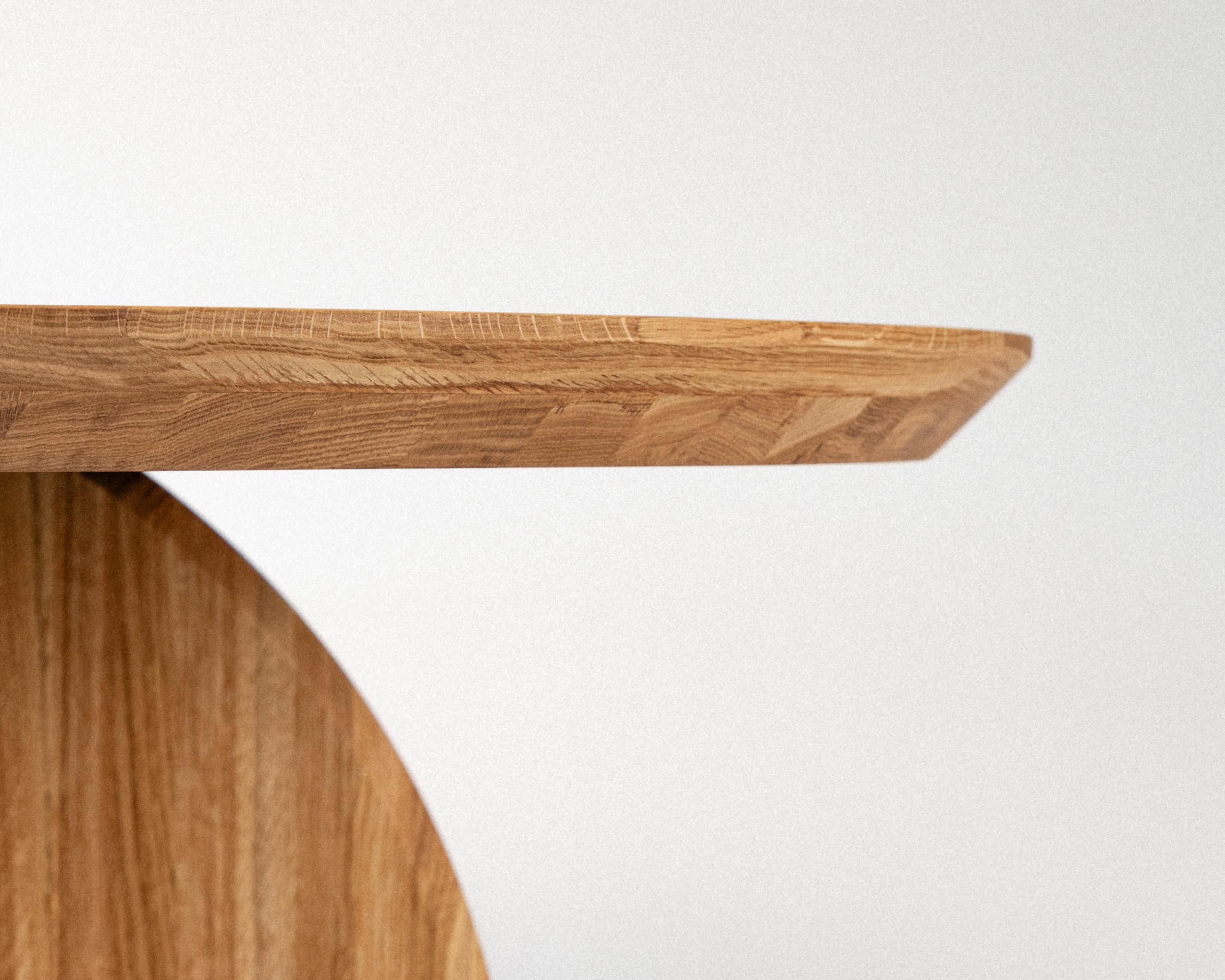 Round Oak Dining Table, Solid Wood Kitchen Table With Sculptural Base ...