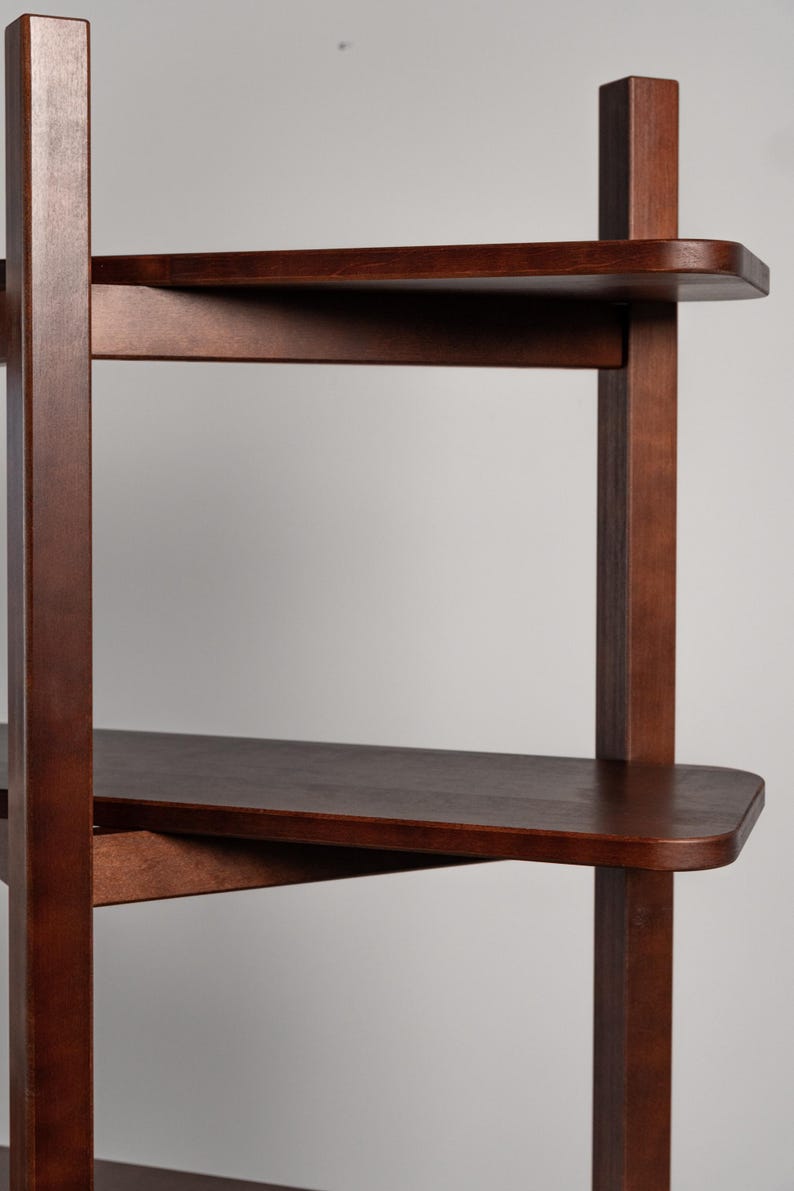 Mid-Century shelf, Solid Wood Bookshelf, Modern Minimalist Shelving Unit, Wood Bookcase, Handmade Japandi Shelf, walnut bookshelf image 10