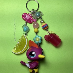 Handmade summer themed LPS bird keychain