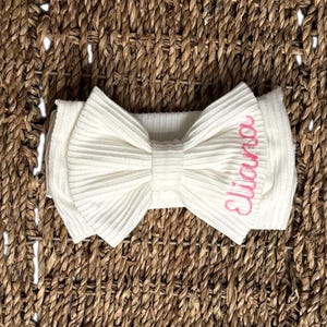 Personalized Embroidered Baby Bow Headband: Newborn Photo Prop