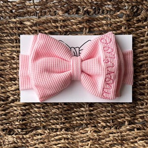 Personalized Baby Bow Headband: Embroidered Name, Soft Ribbed Knit
