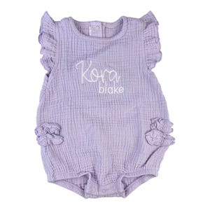Personalized Baby Bubble Romper: Ruffle Sleeve Gauze Outfit