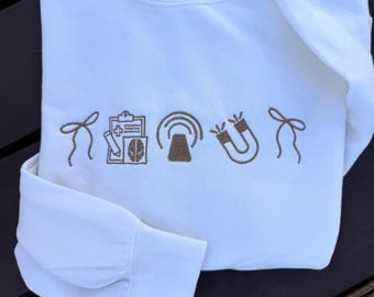 MRI tech Icon crewneck embroidered | radiology MRI icons sweatshirt | Embroidered Sweatshirt | gifts for mri technologist gifts for MRI tech