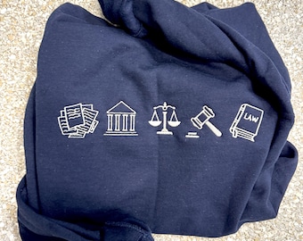Moletom Lawyer Icon | Presente para estudante de Direito, assistente jurídico, moletom para faculdade de Direito | Bordado