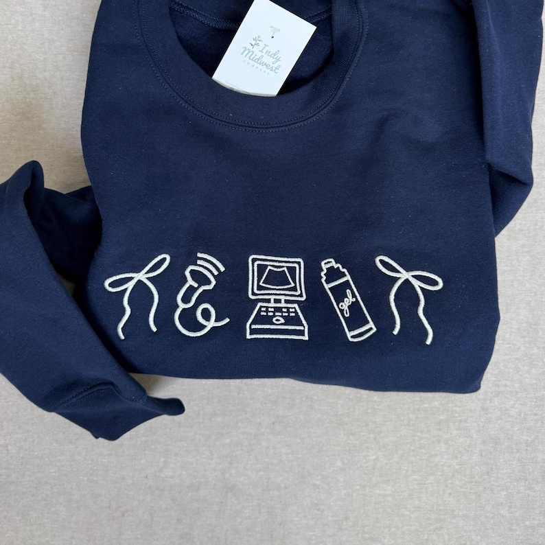 Ultrasound tech sonographer Icon crewneck Sonographer ultrasound icons sweatshirt | Embroidered gifts for monographers ultrasound tech image 1