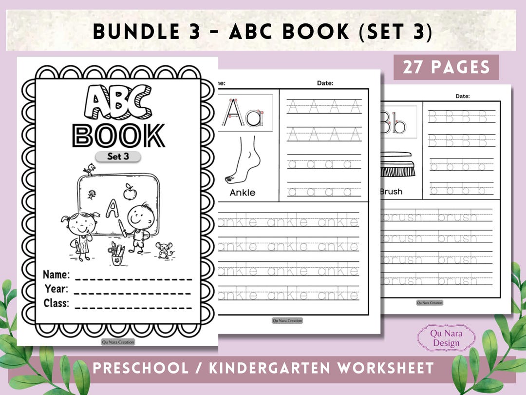 BUNDLE 3 : ABC Book (set 3) - Printable Kindergarten Preschool ...