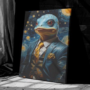 Squirtle Canvas Poster Starry Night Squirtle Canvas Squirtle Poster Squirtle Canvas Print Squirtle Gifts Ready To Hang
