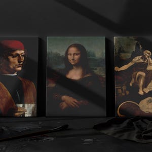 Leonardo da Vinci Set Of 3 |Mona Lisa, St. Jerome, and Portrait on Canvas or Poster for Classic Art Lovers da Vinci Art Collection