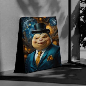 Snorlax Fan Canvas Art - Whimsical Snorlax Character in Suit Poster & Canvas Unique Decor - Fun Snorlax Portrait for Wall Art Ready To Hang