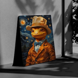 Charmander Ready To Hang Canvas Starry Night Charmander Canvas Charmander Poster Charmander Canvas Print Charmander Gifts Ready To Hang