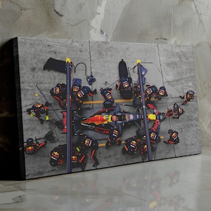 Formula 1 Pit Stop Canvas Print | Red Bull Racing Art Poster | F1 Motorsport Wall Art | F1 Team Canvas for Racing Fans Ready To Hang