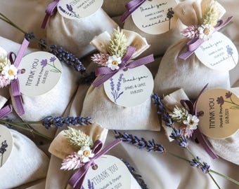 Bolsitas de lavanda orgánica hechas a mano, recuerdos de boda personalizables