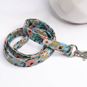 Rifle Paper Co. Fabric Lanyard: Rosa Chambray Metallic Floral, 1/2 Inch