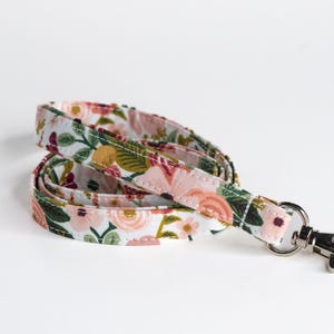 Garden Party Petite Rose Rifle Paper Co Skinny Fabric Lanyard
