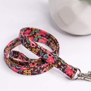 Floral Fabric Lanyard: Rifle Paper Co. Rosa Burgundy ID Badge Strap