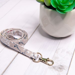 Woodland Floral Fabric Skinny Lanyard for ID badge, key chain