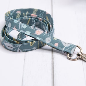 Spring Blue Fabric Lanyard for ID badge, key holder, teacher lanyard, floral lanyard, nurse lanyard, ID holder, badge holder